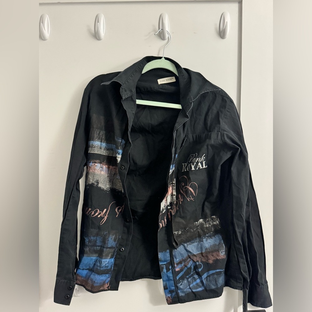 Men Punk Royal Charcoal Shirt with Edgy Style
